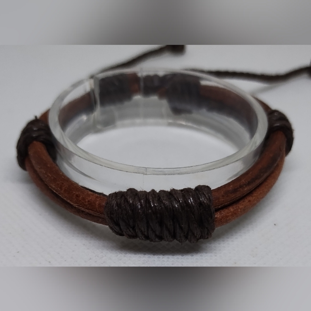 Men's Bracelet Leather Layered Brown‎ New f40